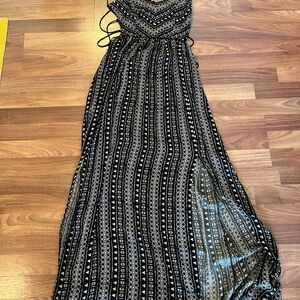 Boho black and white maxi. Strappy back 2 front slits